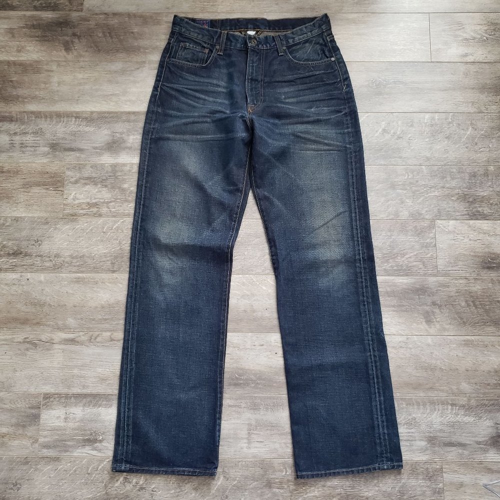 Lucky Brand 181 Bootleg Dusty Fade Jeans‎ Mens Rugged Western Distressed 32